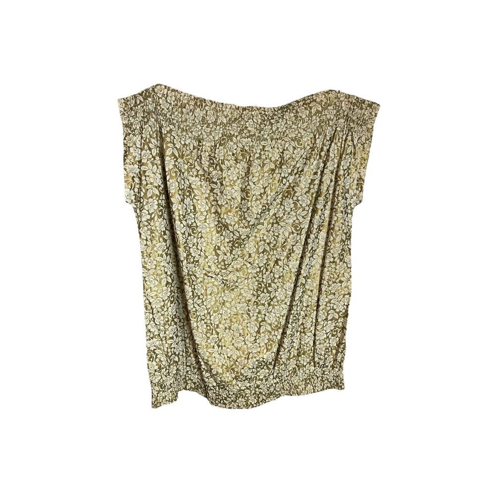 Vintage 50s DeWeese Designs Gold Shimmer Floral Smocked Boxy Cover Up Top Blouse - Picture 3 of 3